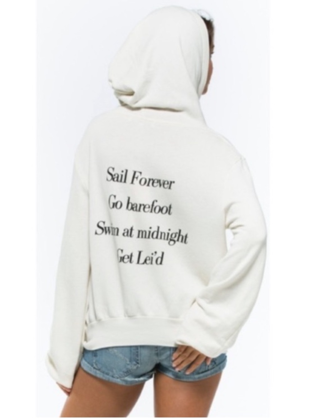 Wildfox Statement Zip Up Ivory Ecru Hoodie Sweatshirt XS